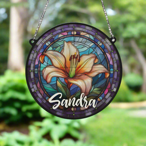 Lily Personalised Stained Glass Effect Suncatcher